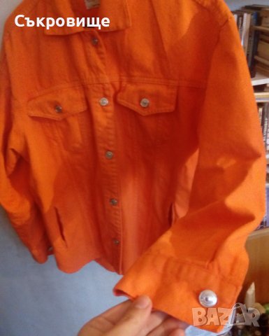 Оранжево мъжко дънково яке деним става и за дамско, снимка 2 - Якета - 38916306