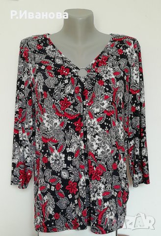 Елегантна нова цветна блуза XL, снимка 2 - Блузи с дълъг ръкав и пуловери - 36704447