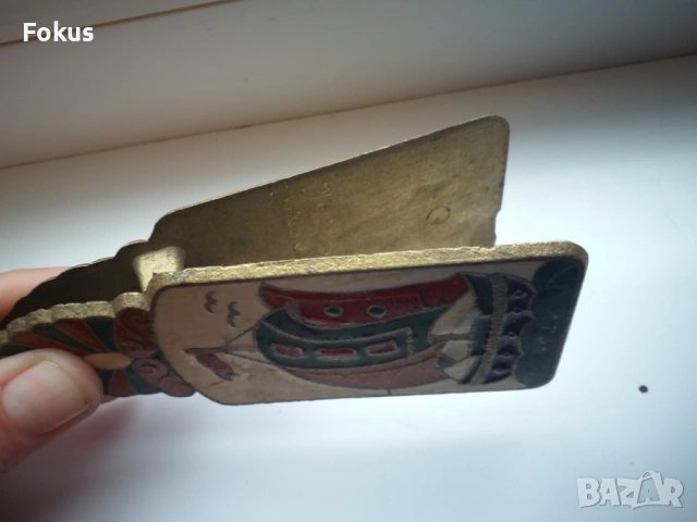 ЩИПКА ЗА ПАРИ БРОНЗ ЕМАЙЛ СОВА КОРАБ, снимка 3 - Антикварни и старинни предмети - 53499119