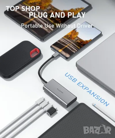 PULWTOP 4 порта 10G USB C ХЪБ за Mac,iMac,iPad и USB C лаптоп, снимка 3 - Захранвания и кутии - 48487447