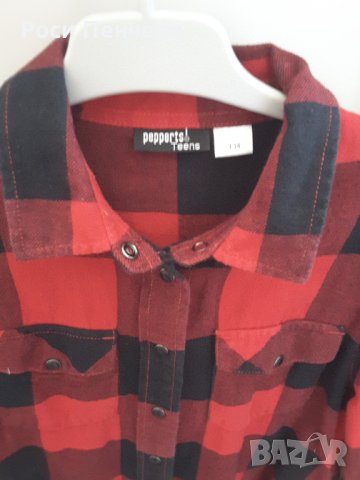 Туника за момиче тип риза до 134 см/червено-черни квадрати, снимка 3 - Детски ризи - 36759049