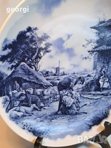 холандска декоративна порцеланова чиния за стена Delft 32/4, снимка 3 - Декорация за дома - 53159251