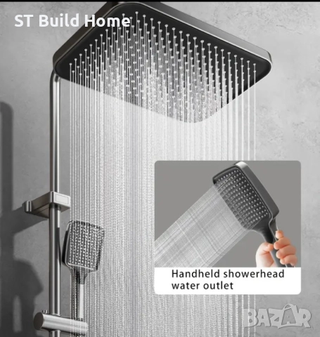 Луксозен стенен душ комплект с овална дъждовна глава и ръчен спрей, снимка 4 - Душове - 51486425