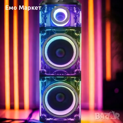 Професионална караоке тонколона Homey HM-1004-SP212 с два безжични микрофона, снимка 4 - Тонколони - 49766172