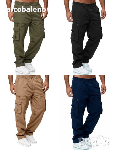 Мъжки свободни прави карго панталони с множество джобове, 4цвята 