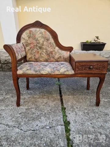 Прекрасна антикварна френска барокова салонна пейка , снимка 3 - Антикварни и старинни предмети - 50245117