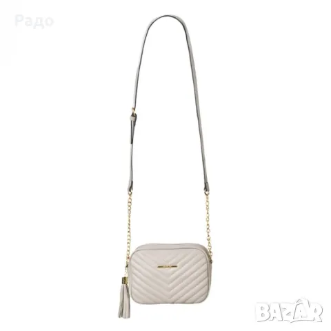 Нова дамска кожена чанта EXCLUSIVO през рамо Бежово злато абитуриентски бал мини чантичка раница, снимка 7 - Чанти - 49409277
