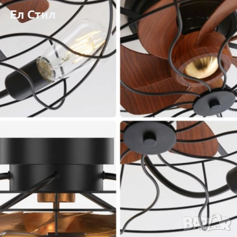 Вентилатор за таван с LED осветление, 50 см–енергоспестяващ DC мотор, 6 скорости, снимка 4 - Лед осветление - 53588153