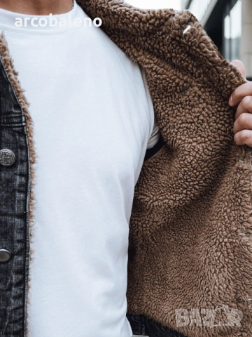 Мъжко изолирано черно дънково яке, снимка 4 - Якета - 53090299