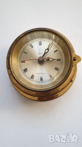 Стар месингов кварцов корабен часовник, снимка 2 - Антикварни и старинни предмети - 43077979