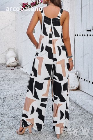 Дамски гащеризон с елегантен абстрактен принт, 4цвята, снимка 9 - Гащеризони - 43992265