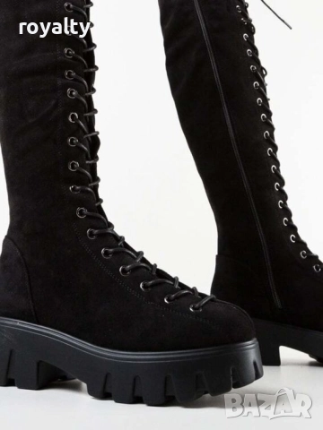 Равни ботуши - черен велур, снимка 3 - Дамски ботуши - 52529119