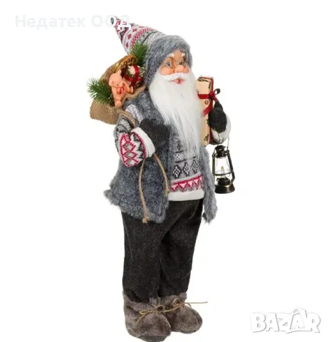 Коледна, Декоративна, Фигура, Дядо Коледа, Сив, 46 см, снимка 2 - Декорация за дома - 48063455