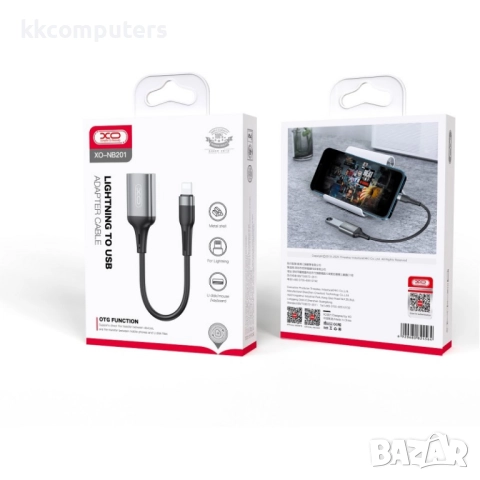 Кабел OTG, Lightning - USB женско, XO NB201, Черен, снимка 2 - USB кабели - 52052902