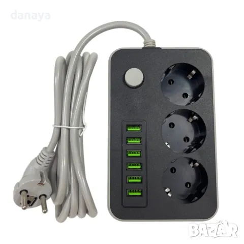 5600 Разклонител с 3 гнезда и 6 USB порта за бързо зареждане, снимка 3 - Други - 48625000