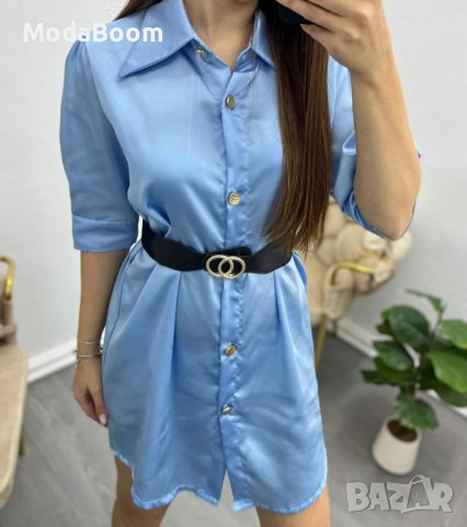 💯Сатенени ризи-рокли с коланче👉8 цвята🤩, снимка 4 - Рокли - 44077689