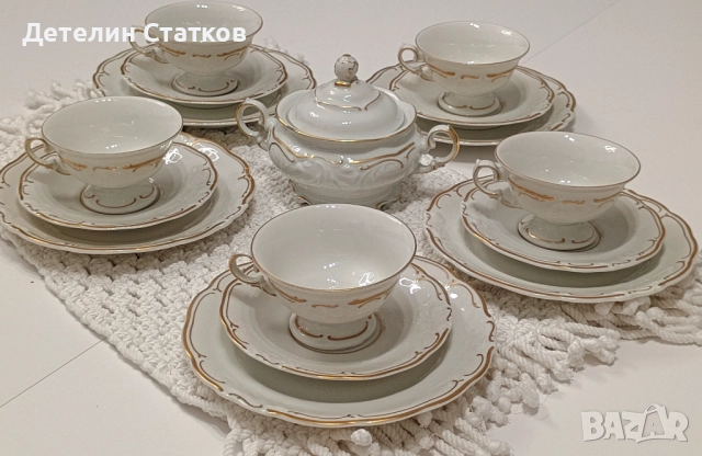 Винтидж порцеланов сервиз Wałbrzych – Полша (5 сета + захарница)