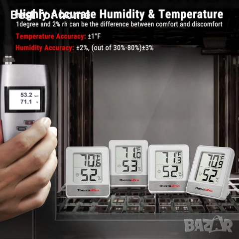 ThermoPro TP49 Цифров хигрометър Термометър за вътрешна употреба , снимка 7 - Друга електроника - 53583629
