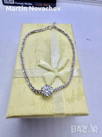 Сребърна гривна с мойсанит (Диамант) 1 карат, снимка 10 - Гривни - 53503196