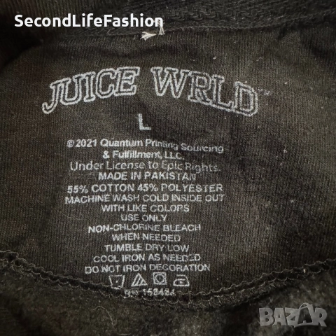 Мъжки пуловер с качулка Juice Wrld Black Roaming My Mind Rapper Hip Hop, суичър размер L, снимка 2 - Суичъри - 52571855