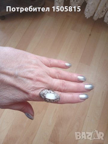 Стар сребърен пръстен 925 с натурален седеф става за всички размери , снимка 9 - Пръстени - 32311562