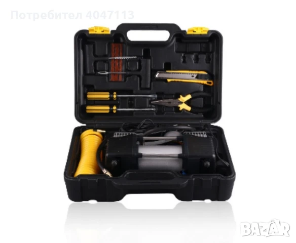 Комплект “Пътна помощ” – компресор за гуми с маркуч за въздух и инструменти 2ц. 12V, снимка 2 - Компресори - 51367892