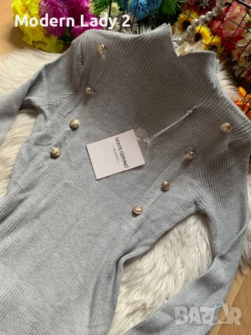 Нова сива рипсена блуза, снимка 2 - Блузи с дълъг ръкав и пуловери - 50876925