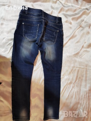 Дамски сини дънки с нормална талия, свива се крачола надолу., снимка 4 - Дънки - 37618314