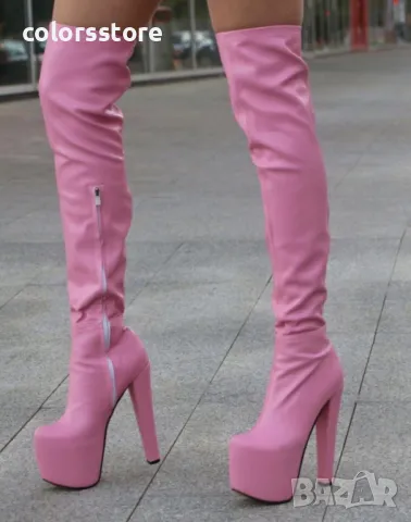 Чизми на ток - розова кожа - GSB3