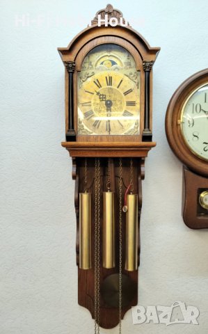 Стар стенен часовник с махало, 4/4 Westminster Frisian Warmink Wuba с фаза на луната, снимка 1