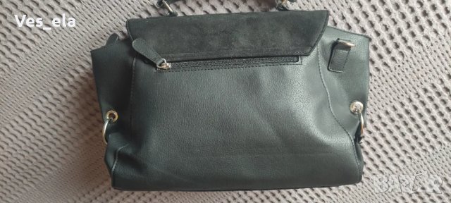 Черна чанта велур и кожа с бродирани цветя, снимка 6 - Чанти - 49603838