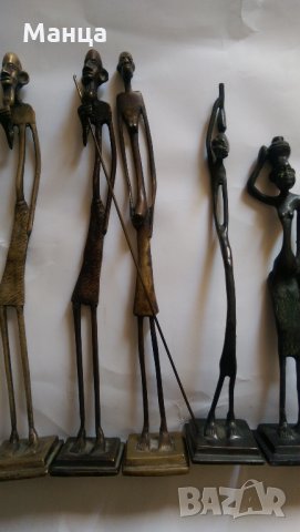 Бронзови Африкански фигури 8 броя, снимка 4 - Статуетки - 26429241