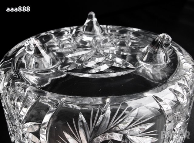 Фруктиера на крачета чешки кристал Бохемия, снимка 4 - Прибори за хранене, готвене и сервиране - 36925823