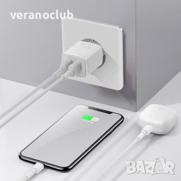 Baseus Compact charger 2x USB 10.5W Бял цвят, снимка 3 - Друга електроника - 43537257