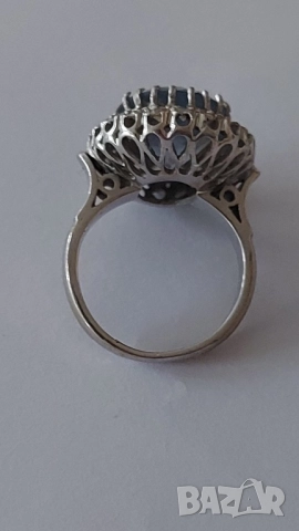 Златен пръстен с аквамарин и брилянти, снимка 3 - Пръстени - 52890239