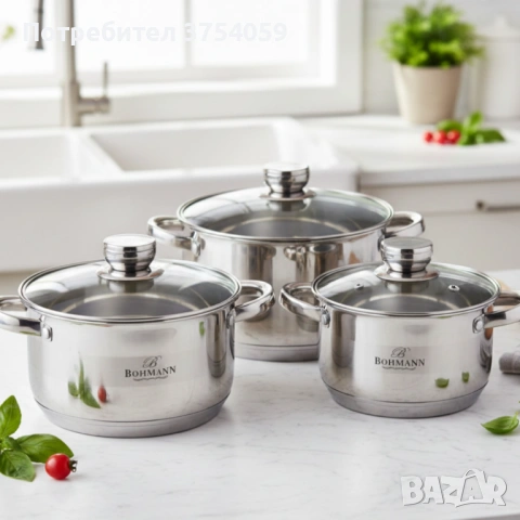 Комплект тенджери Bohmann BH 06-275 – 6 части от инокс за индукция и удобно ежедневно готвене у дома