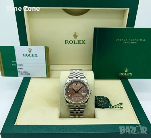 Rolex Datejust 36mm Steel Pink Dial Diamond Automatic Дамски Различни Варианти, снимка 2 - Дамски - 48183246