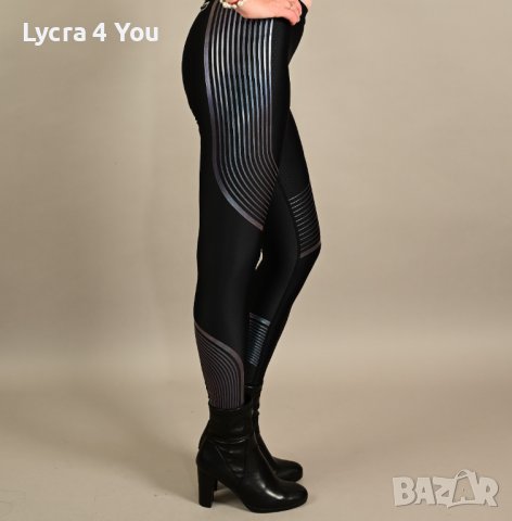 Nike Dri-fit страхотен черен дамски клин с преливащи сребристи ивици S/M размер, снимка 7 - Клинове - 39856417