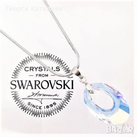 КОЛИЕ С КРИСТАЛИ SWAROVSKI-Helios-AB-20mm, снимка 1 - Колиета, медальони, синджири - 43449991