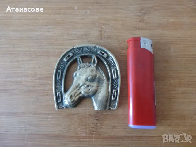 Подкова с кон бронз, снимка 2 - Антикварни и старинни предмети - 50046589