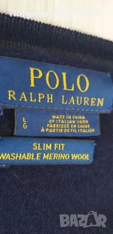 POLO Ralph Lauren Slim Fit  Merino Italian Yarn Mens Size L ОРИГИНАЛ! Мъжки тънък Вълнен Пуловер!, снимка 11 - Пуловери - 47498901