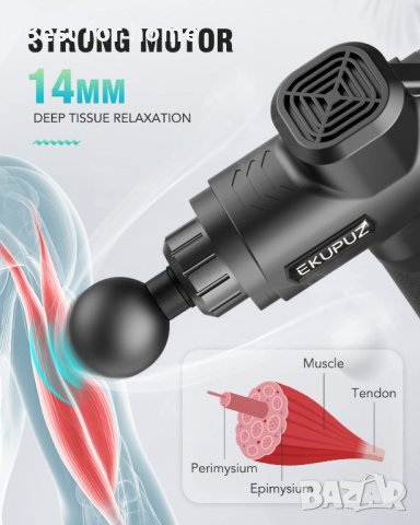 Мощен масажор EKUPUZ Massage Gun, снимка 6 - Масажори - 39224025