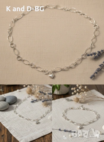 Сребърен комплект! Колие и гривна проба 925 