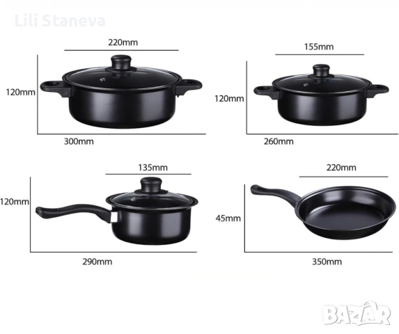 Комплект съдове за готвене от 13 части. , снимка 3 - Прибори за хранене, готвене и сервиране - 53013365