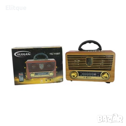 Ретро радио с Bluetooth и дистанционно управление Yuegan YG-115BT – AM/FM/SW, USB/TF MP3, снимка 2 - Друга електроника - 53045805