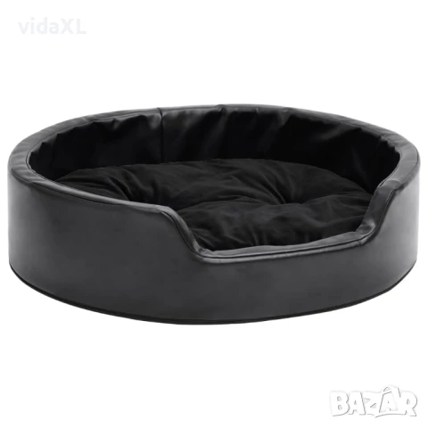 vidaXL Кучешко легло, черно, 69x59x19 см, плюш и изкуствена кожа(SKU:171261), снимка 1