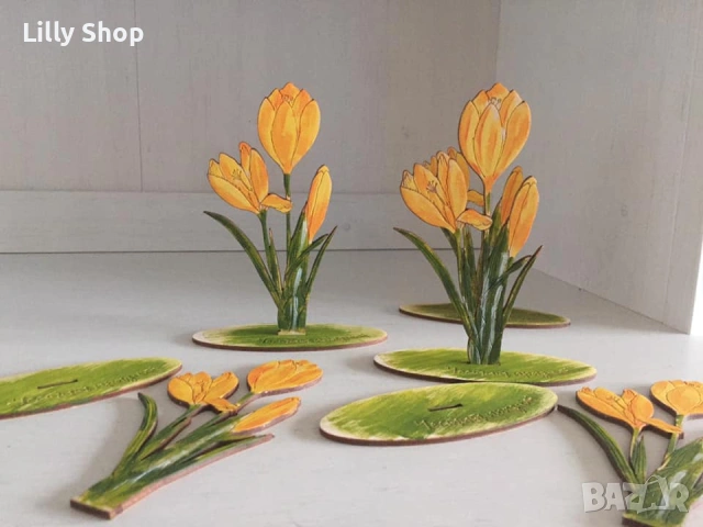 декоративни цветя от дърво, - лале, зюмбюл, минзухар, снимка 2 - Други - 53511769