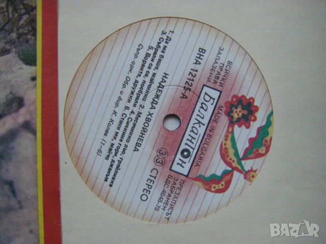 ВНА 12125 - Надежда Хвойнева - Родопски народни песни, снимка 3 - Грамофонни плочи - 53508231