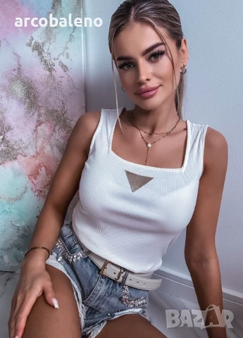 Дамско раирано памучно боди със златиста кръпка  AVA, 2цвята , снимка 2 - Корсети, бюстиета, топове - 50662795