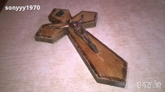 кръст с христос-23х14см-дърво мед/месинг, снимка 14 - Колекции - 28111223